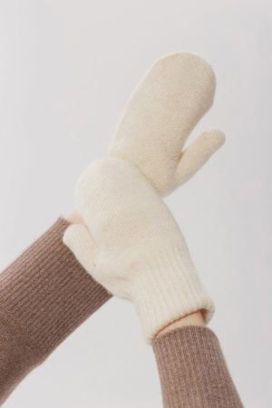 Варежки взрослые 100% шерсть КАШЕМИР ХАУС (ХК) (1, белый)