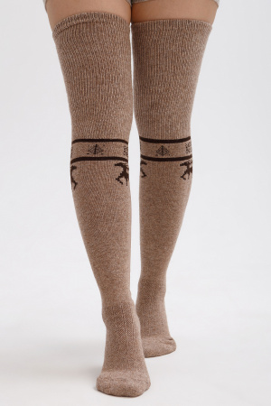 Чулки 70% шерсть с рисунком ТОД (F, коричневый/рис)