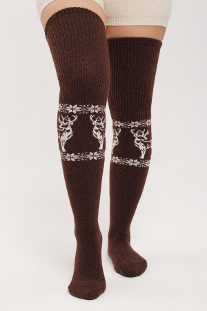 Чулки 70% шерсть с рисунком ТОД (F, шоколад/рис)