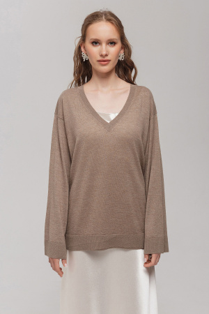 Пуловер жен КW071825 каш+шелк гоби (S-44, 57 коричневый)