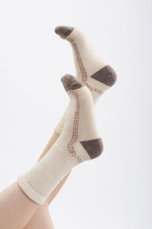 Носки 100% шерсть КАШЕМИР ХАУС (KHAN CASHMERE) (43-45, бел*кор орнамент)